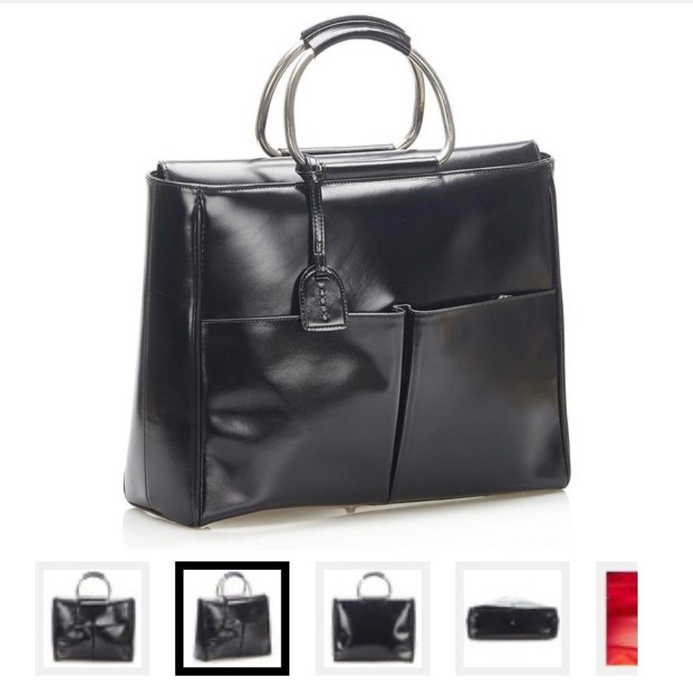 AUTHENTIC GUCCI BLACK LEATHER PATENT TOTE